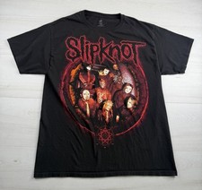 Vtg Slipknot T-Shirt Short Sleeve Black Band Tee Cotton Metal 2000s Y2K Mens L picture