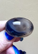 BEAUTIFUL Antique/Vintage Gold-Filled Translucent Black, Brown Montana Agate Pin picture