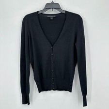 Express Design Studio Sweater Womens L Silk Blend Black Cardigan Office Casual picture