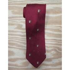 VTG Chipp Neck Tie Men Red Burgundy Silk Jacquard Beer Stein Mug AOP Textured picture