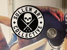 Sullen Pin Up Punk Street Bike Gothic Americana Tattoo Sticker BLACK LOGO SKULL picture