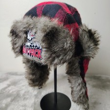 HARTFORD WOLF PACK Winter Trapper Hat AHL Hockey 2018 Aetna Promo Buffalo Plaid picture