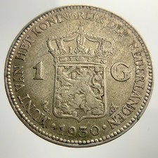 1930 Netherlands One 1 Gulden KM# 161.1 Circulated Coin KK652 picture