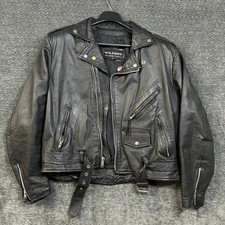 Vintage Wilsons Leather Motorcycle Jacket Mens Black Thinsulate Moto Biker - XL picture