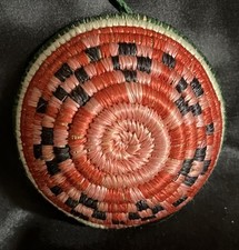 Unique Watermelon Mini Basket 3” Wide 1.5” Tall Hanging Loop Delicate Weaving picture