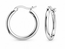 925 Sterling Silver 10mm Small Hoop Earrings for Men Women Unisex Jewelry picture