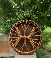 Handmade Brown Shamanic Drum 12–18 Inch | Natural Hide Frame Drum picture