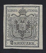 Austria, 1850, Lot of 12, Scott #2b, 2kr gray black, Unused picture