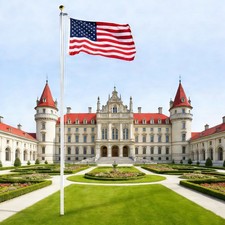 20 ft Aluminum Flag Pole Sectional Flagpole Kit Heavy Duty 3'x5' US Flag, Silver picture