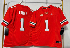 adidas Miami Hurricanes Toney #1 Football Jersey Men’s L Orange/White/Green picture
