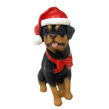 Rottweiler Dog Rottie Christmas Xmas Ornament Cute Resin New Red Santa Hat picture