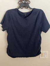 Talbots Women Jacquard Knit Crewneck  Navy Blue Top 2x picture