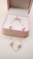 18K Yellow Gold Akoya Saltwater Pearl Bracelet picture