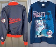 Vintage 90s Satin Jacket Minnesota Twins L Pro Player Kirby Puckett 1996 M NWT T picture