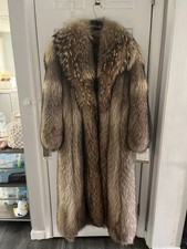 Bloomingdale’s Northern Lights Brand Vintage Brown Fur Coat L 55” In Length picture