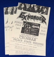 VTG 1990s Exhorder/Crowbar METAL SHOW CONCERT FLYER UNUSED New Orleans Palace St picture
