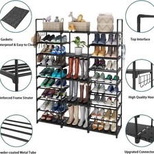 9 Tiers Large Capacity Metal Shoe Rack 50-Pair Shoe Organizer Shoe Storage Tall picture