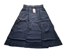 Quince Women's Petite 100% European Linen Maxi Skirt Deep Navy Size L Petite NWT picture