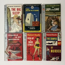 ​Vintage 1940s-60s Pocket Books Paperback Lot (6) Raymond Chandler Mystery Pulp picture