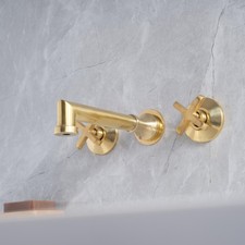 Unlacquered Solid Brass Wall-Mount Sink Faucet, Antique Basin Vanity Faucet picture