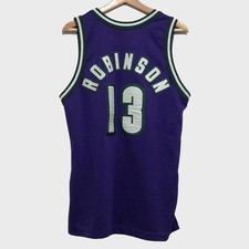 Vtg 1990s Champion Glenn Robinson Milwaukee Bucks Purple NBA Jersey 40 Medium M picture