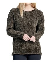 Seven7 Dark Olive Green Chenille Crew Neck Sweater Womens M Cozy Slouchy Grunge picture