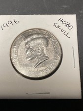 1996 Hand Engraved Hobo HALF DOLLAR SKULL DEAD BIRD ON OBVERSE SIDE picture