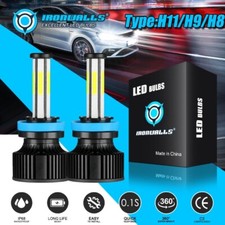 6-Sided H11 H9 H8 6500K LED Headlight Bulbs Kit Super Bright White High/Low Beam picture
