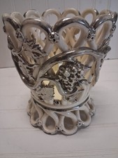 RARE Antique 19thC French Langeais Openwork Jardiniere Boissimon Platinum Grape picture