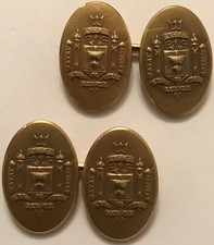 1930’S KREMENTZ U.S. NAVAL ACADEMY”EX SCIENTIA TRIDENS”14K ROLLED GOLD CUFFLINKS picture