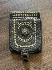 Vintage Vtg 60s 70s Studded Leather Riveted Biker Belt Bag Pouch Fanny Pack picture