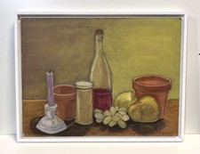 Vintage Still Life Painting On Canvas Signed Framed picture