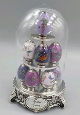 House of Faberge Amethyst Garden / 8 Miniature Eggs w/ Metal Stand & Dome *READ* picture