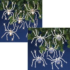 Solid Oak Silver & Gold Spider Beaded, Set of 2 Ornament Kit picture