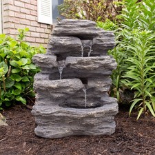 3-Tier Outdoor Water Fountain and Decks by Pure Garden (Gray Stone) picture