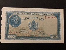 1945 Romania 5,000 Lei A/9 0467822 High Quality. picture