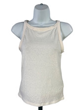 J.Crew Women's Ivory High Neck Stretch Linen Tank Top - S picture