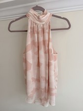 Joie EROLA B Pink Sky Camo Silk Sleeveless High Neck Halter Top Sz Xs picture