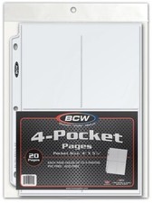 Pack of 20 BCW Pro 4-Pocket 3.5x5 Postcard or Photo Clear Album Pages picture