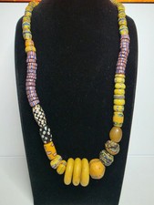 Antique Venetian Millefiori African Trade Bead Necklace 60 Old Beads 36” picture