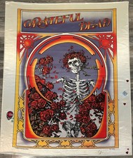 Vintage 80s The Grateful Dead Silk Wall Hanging Tapestry 53x44 Mouse Kelley picture