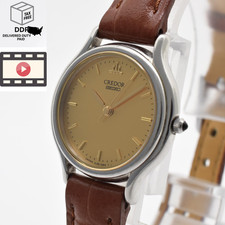 Vintage [Exc+5] SEIKO Credor 4J81-0A40 Gold Dial Quartz Women Watch From JAPAN picture