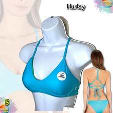 NWT Hurley Women's S Solid Adjustable Bikini Top HT1193 Surf Blue $77 picture