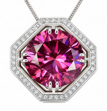 HUGE, Gorgeous 26.20 Ct Pink Diamond Solitaire Pendant-FREE Diamond Studs picture