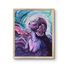 @FearlessPaints Abstract Purple Mermaid Woman 24x30 Canvas Original Painting picture