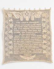 Vintage Hand Crocheted Filet Lace The Lord's Prayer Wall Hanging 46 x 48 picture