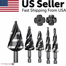 Spiral Flute Step Drill Bit Set, 5 Pcs HSS Step Drill Bits Unibit Step Drill Bit picture