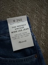 Madewell The Short Perfect Vintage Wide Leg Jean 26S picture