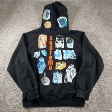 Vintage Supreme Sweater Mens Medium Heavy Cotton Hoodie Faded Black Y2K Alien picture