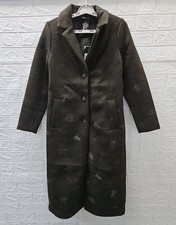 New Disturbia Evelyn Wool Blend Bug Embossed Longline Coat Womens Size 2 picture